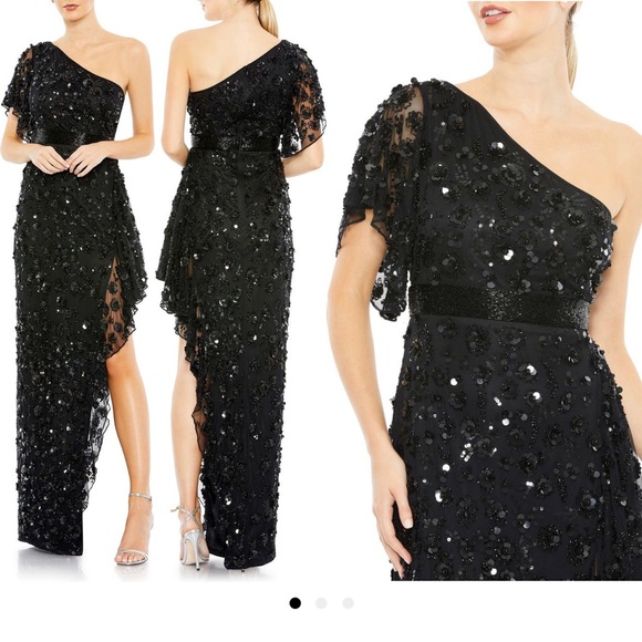 Mac Duggal One Shoulder Sequin Gown Size 14 - Picture 5 of 5